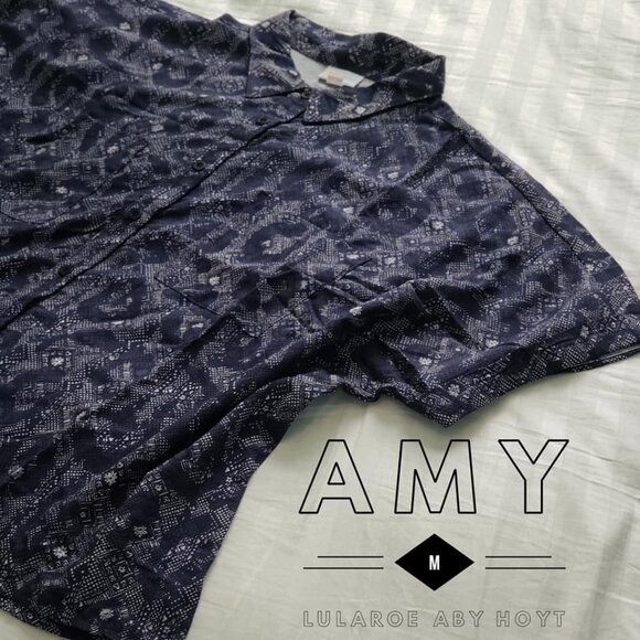 New With Tags LuLaRoe Amy Shirt Button Up Collar M | 8-10 - Picture 1 of 2